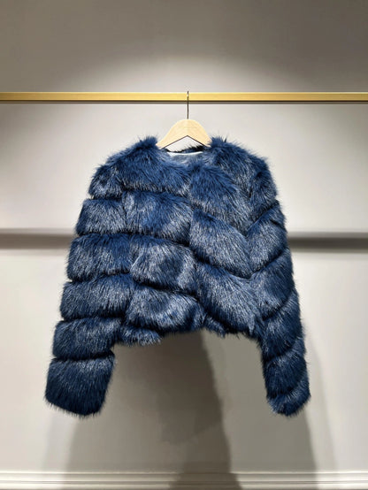 Kurze Kunstpelzjacke