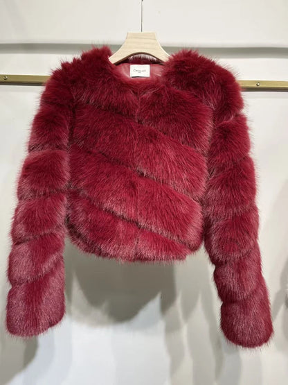 Kurze Kunstpelzjacke