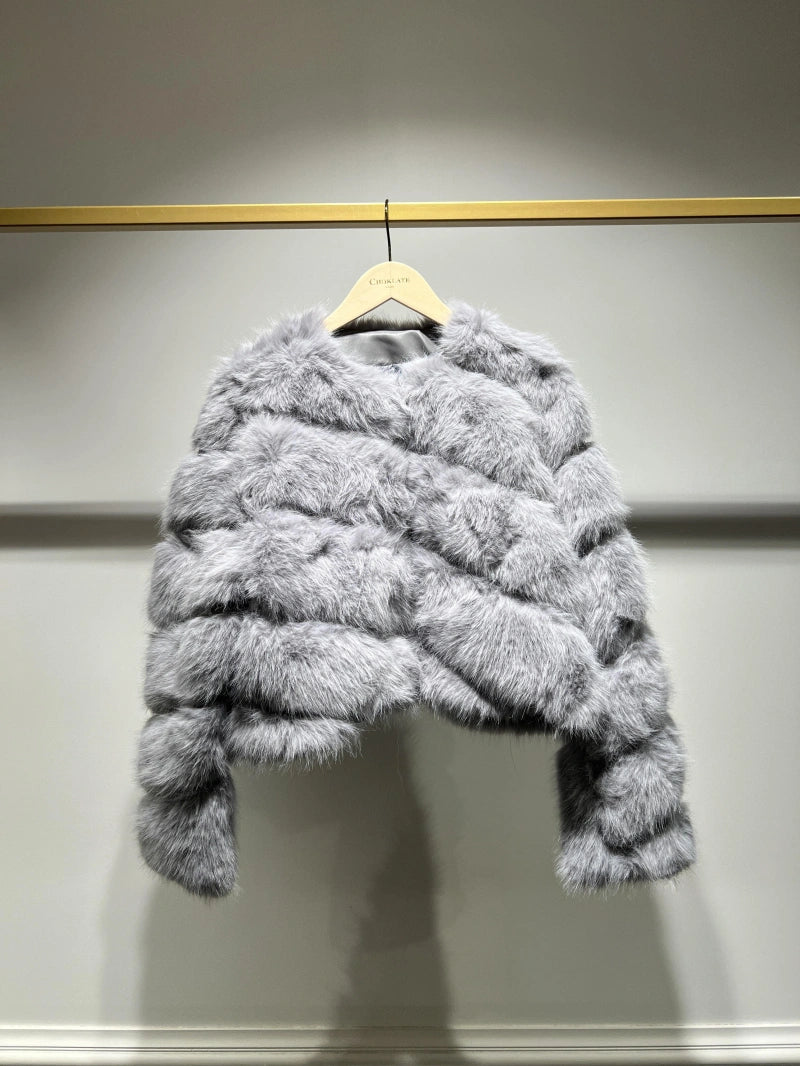 Kurze Kunstpelzjacke
