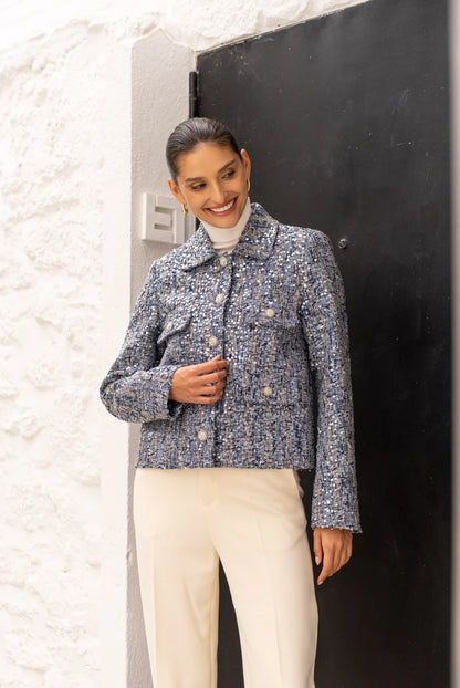 Statement-Jacke aus schimmerndem Tweed