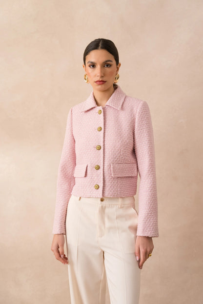 Kurz geschnittene, gerade Tweedjacke