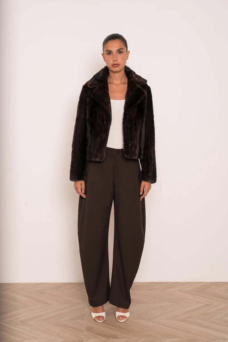 Kurze Jacke mit Kunstfell-Marmorierung