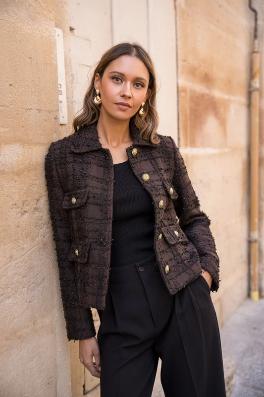 Kurz geschnittene Tweedjacke