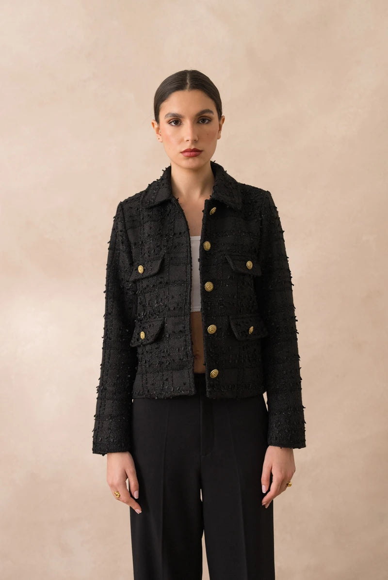 Kurz geschnittene Tweedjacke