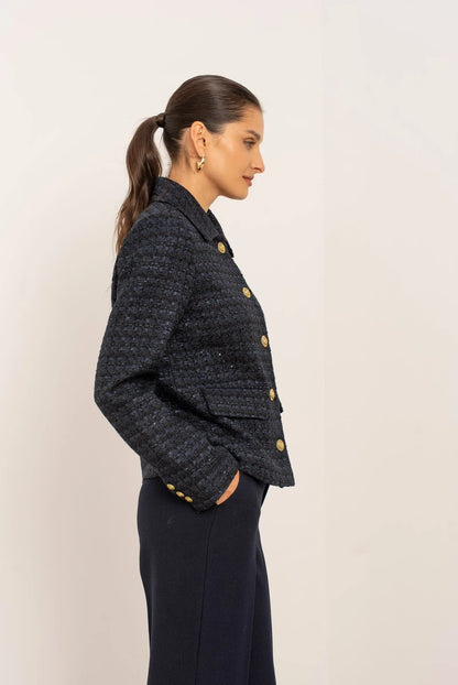 Eleganter Tweed-Blazer in Marineblau