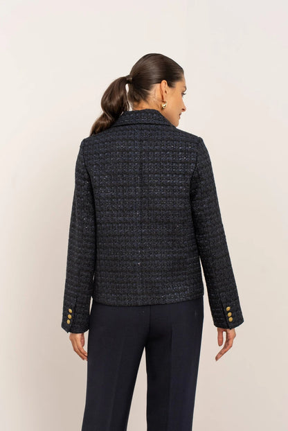 Eleganter Tweed-Blazer in Marineblau