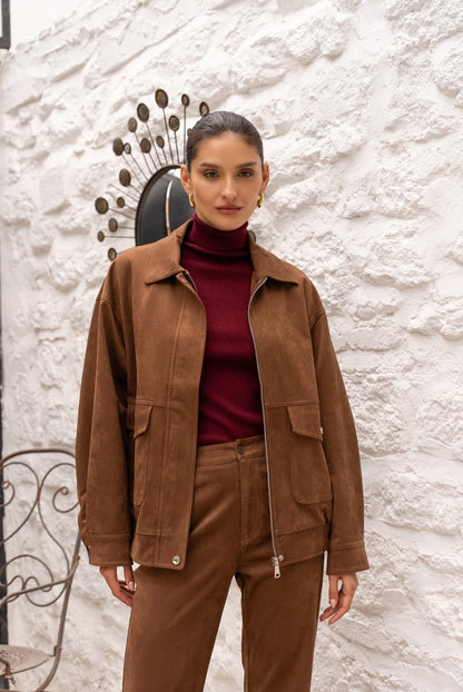 Jacke in Wildleder-Optik