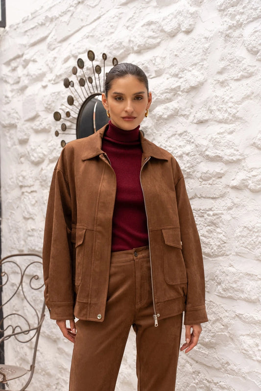 Jacke in Wildleder-Optik