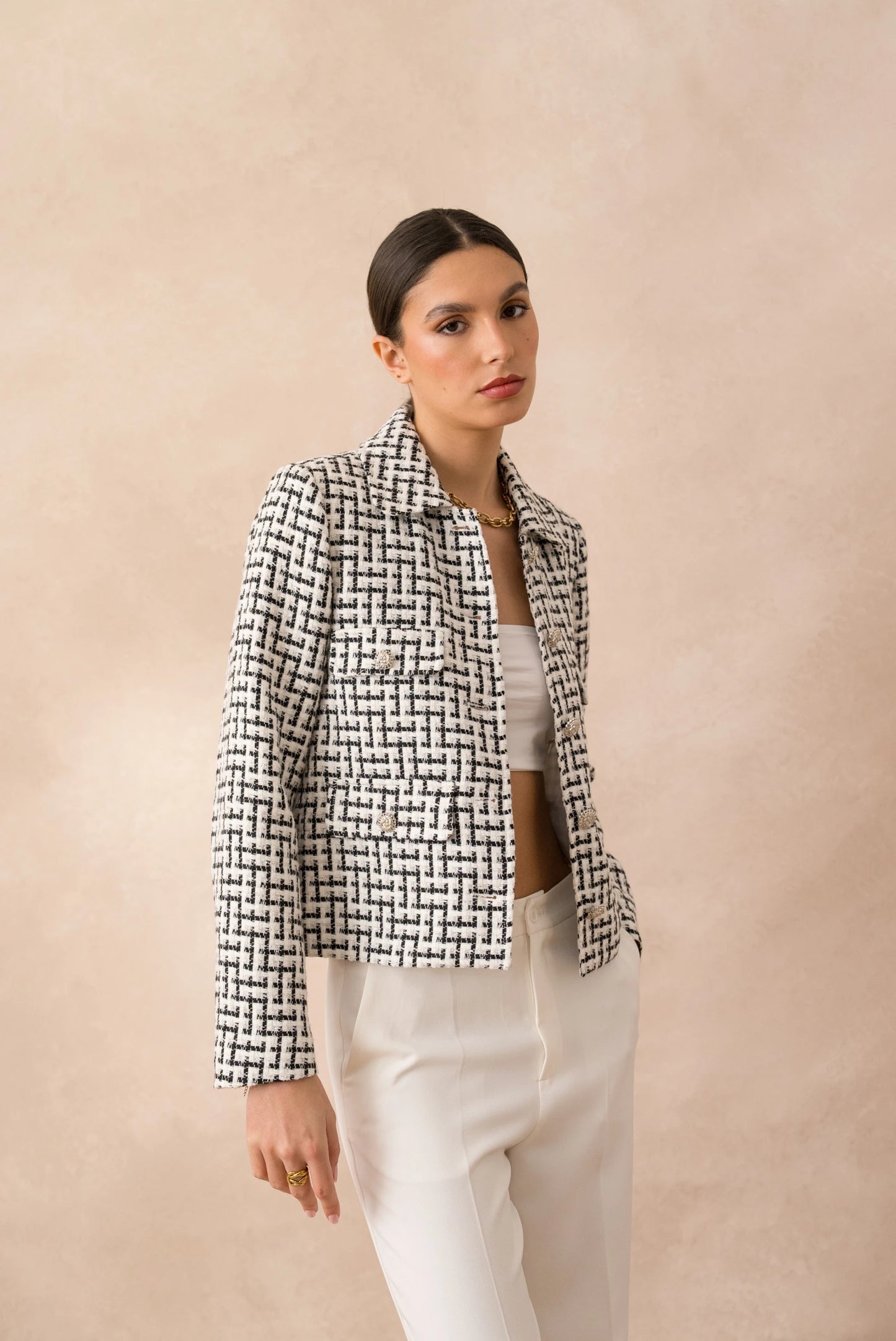 Tweed Cropped Jacke