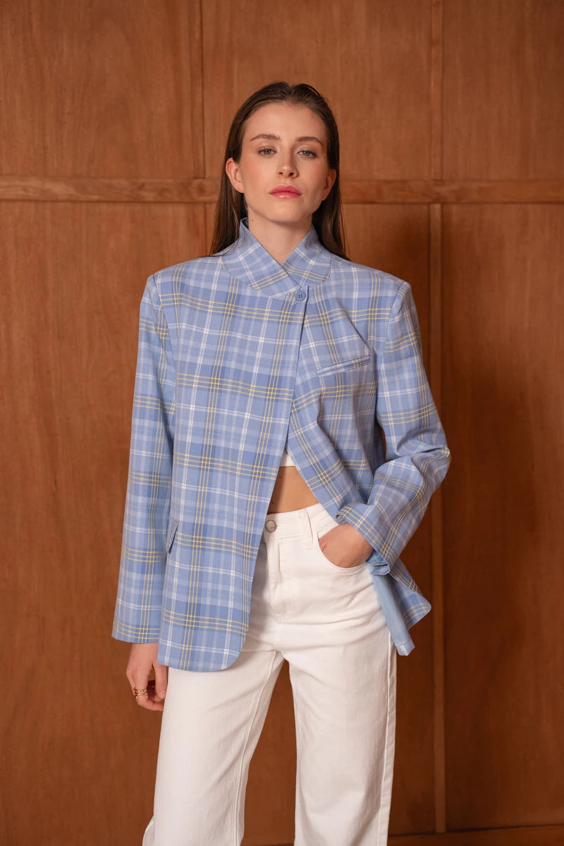 Strukturierter Karo-Blazer