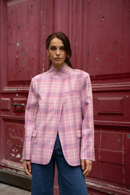 Strukturierter Karo-Blazer