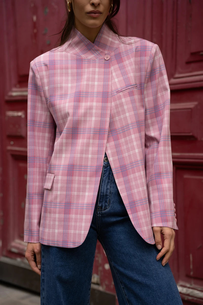 Strukturierter Karo-Blazer
