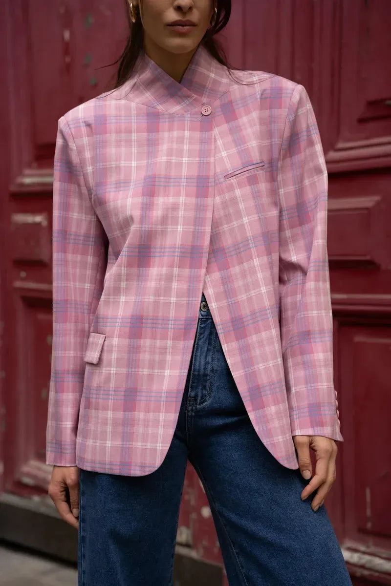 Strukturierter Karo-Blazer