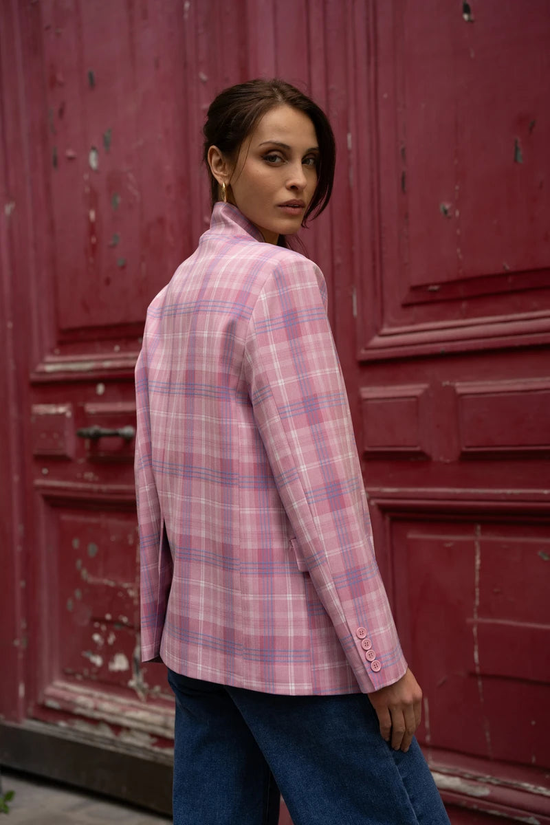 Strukturierter Karo-Blazer