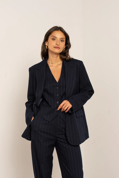 Oversize-Blazer mit feinen Streifen