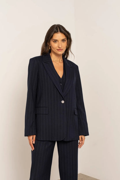 Oversize-Blazer mit feinen Streifen