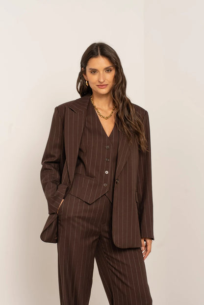 Oversize-Blazer mit feinen Streifen