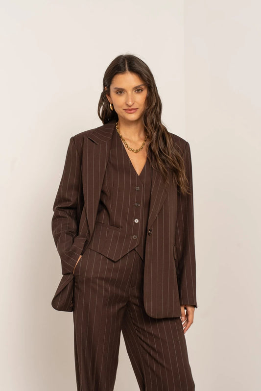 Oversize-Blazer mit feinen Streifen