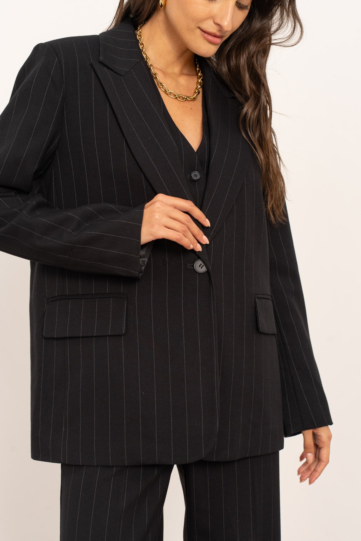 Oversize-Blazer mit feinen Streifen
