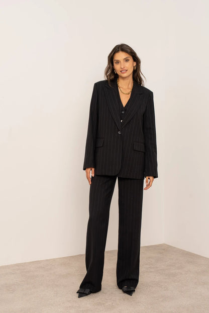 Oversize-Blazer mit feinen Streifen